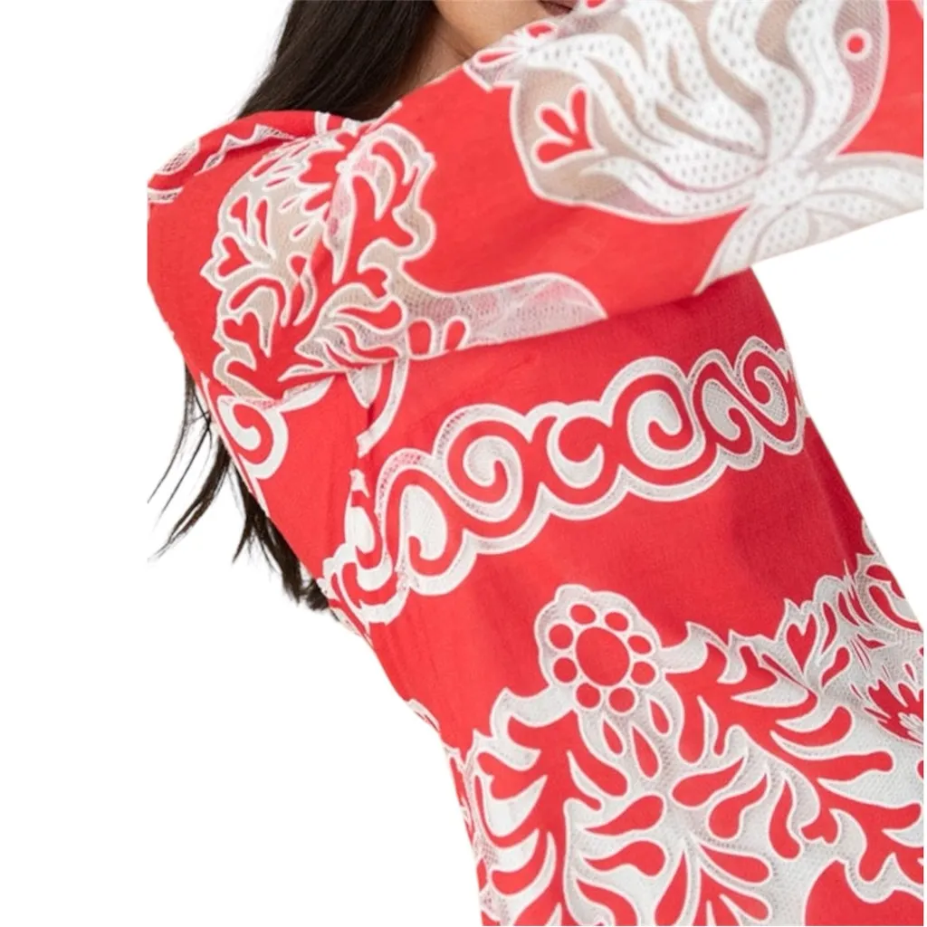 Borgo de Nor Stevie Lace Mini Dress Red White Embroidered NWOT Size 14 UK (XL) - Image 10