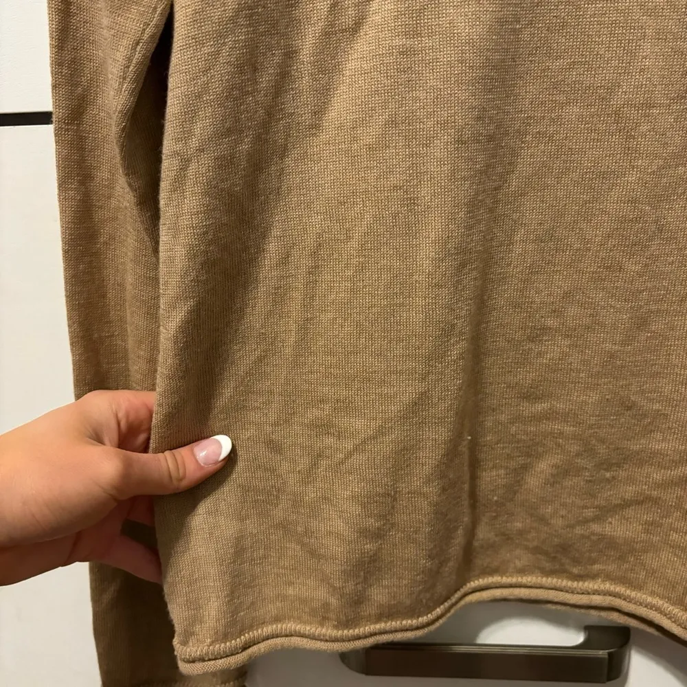 Garnet Hill Essential Merino Funnel-Neck Sweater TAN - Image 6