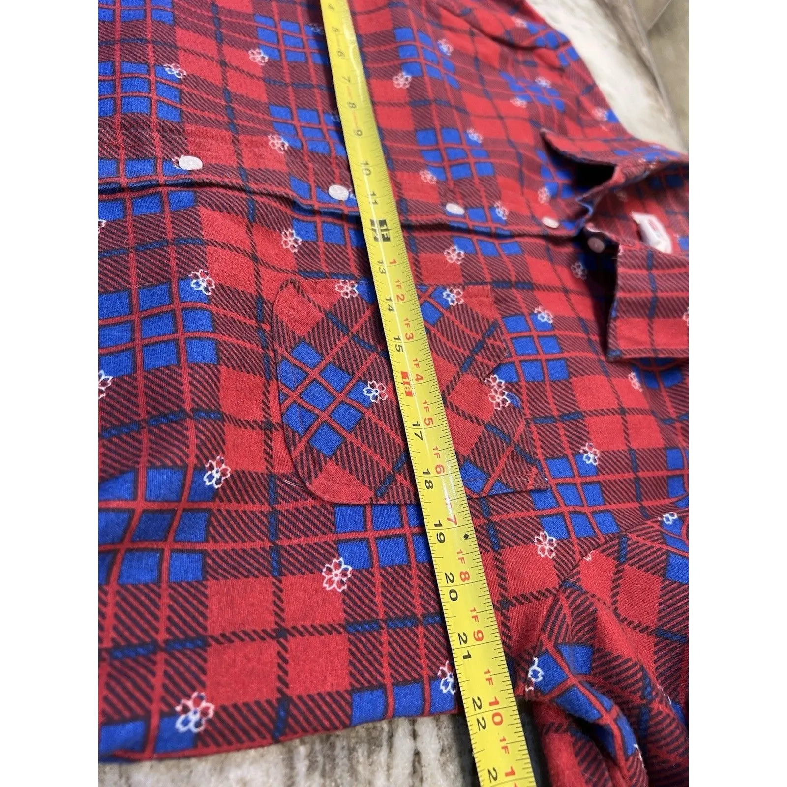 Vintage American Sweetheart womens flannel shirt red blue long sleeve Sz L Gorp Size L - Image 6