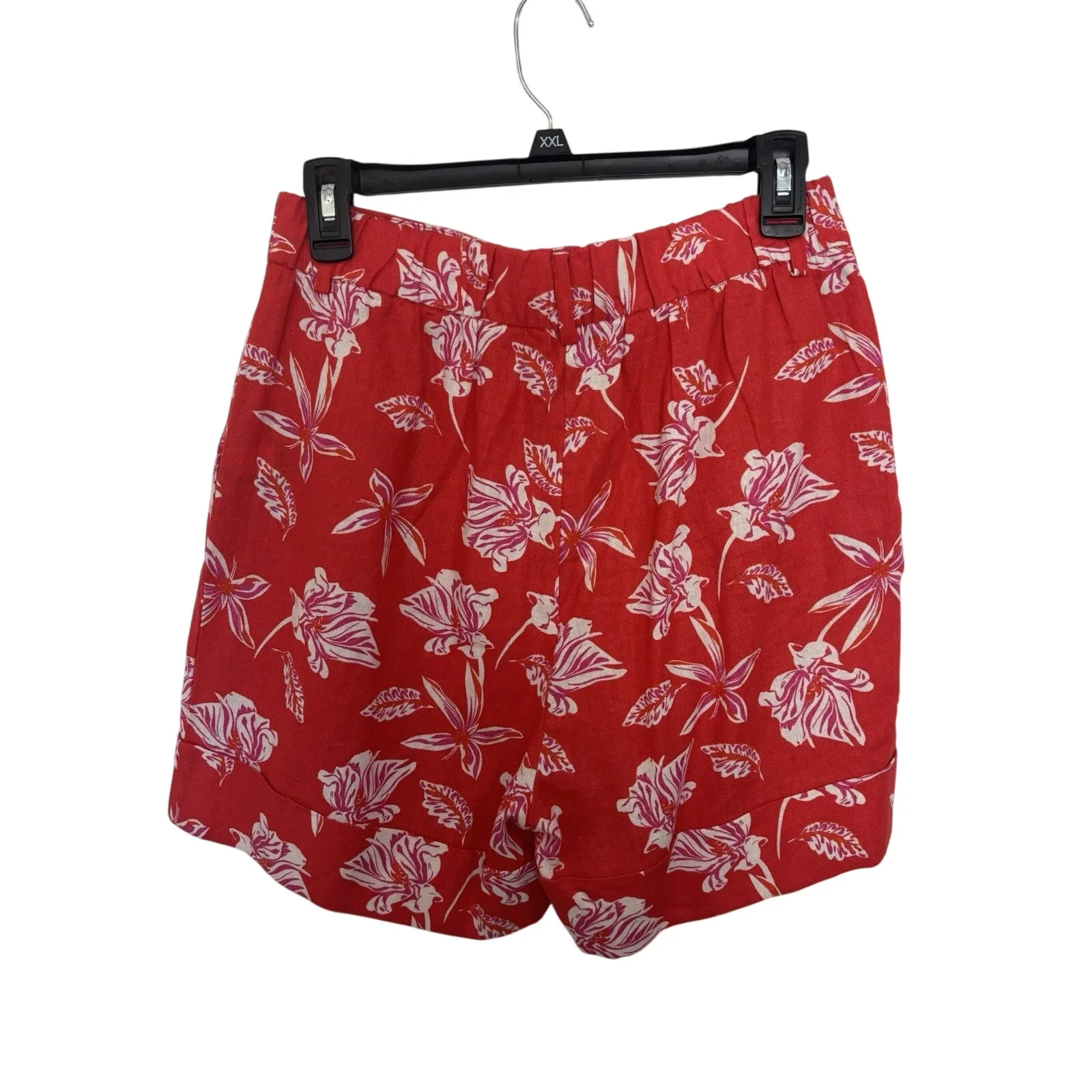 Joie Linen Blend High Rise Red Tropical Floral Shorts Size 6 Vacation Beach - Image 2