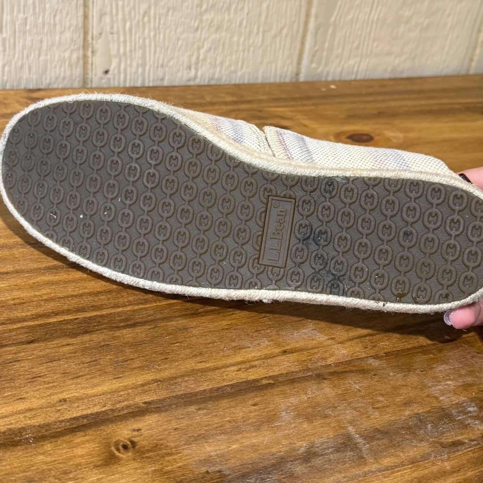 L.L.Bean Women's Slip On Espadrille Shoes Size‎ 9.5 Medium Beige Purple Stripe - Image 9