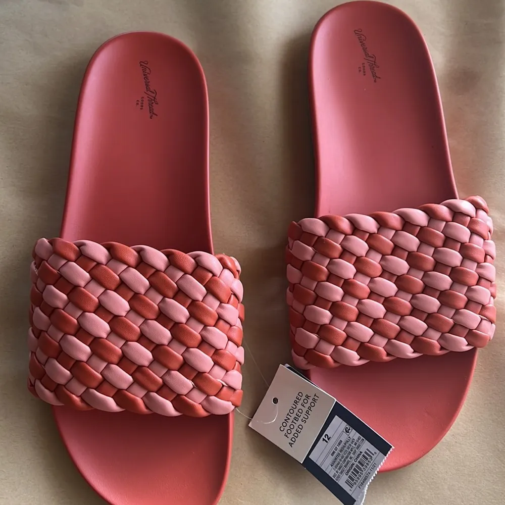 NWT Sz 12  braided pink orange slides - Image 3