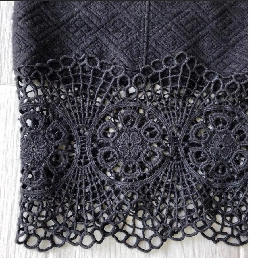 Free people black story teller skirt with see through lace side slit size small - Image 4