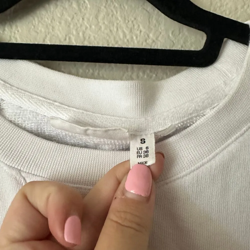 The Upside Saturn Logo Print Crew Neck Sweatshirt White Size Small - Image 8