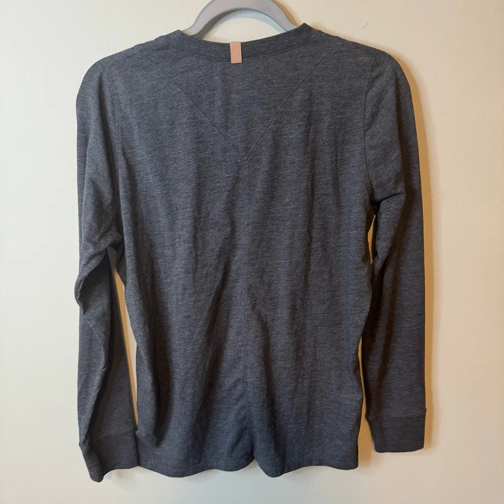 Lunya Restore Long Sleeve Crew Neck Top Gray Sz Medium - Image 4