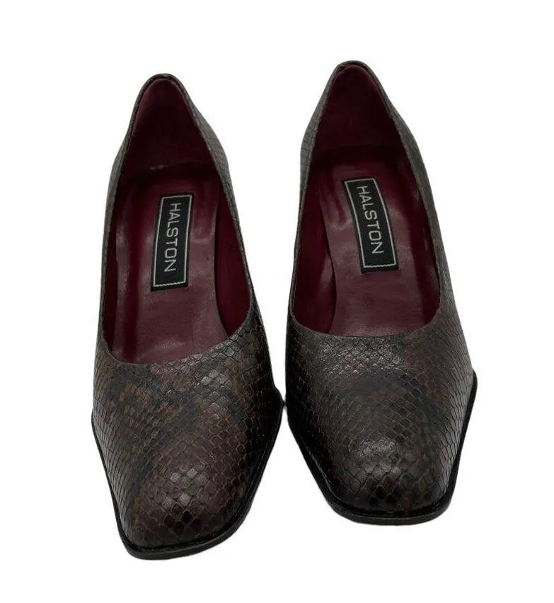 Halston Brown Reptile Pump Heels - Image 14