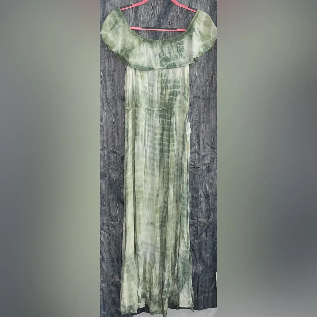 NWOT! Derek Heart Tie Dye Maxi Dress On / Off The Shoulder Tie Waist Maxi Dress - Image 3