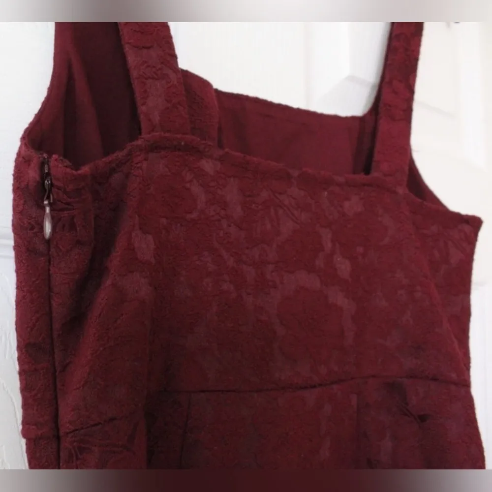 Urban Outfitters Hallie Wine Colored Embroidered Square Neck A-line Mini Dress - Image 13