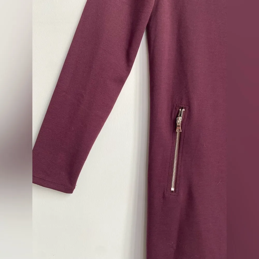 Gap Shift Dress Eggplant Wine Burgundy Silver Zipper Detail - Image 3