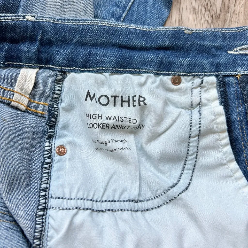 Mother High Waisted Looker Ankle Fray Jeans in Not Rough Enough Size 25 Blue - Image 8