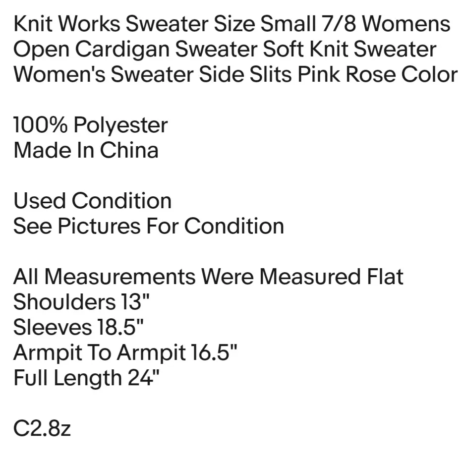 Knit Works Sweater Size Small 7/8 Womens Open Cardigan Sweater Soft Knit Sweater  - Image 2