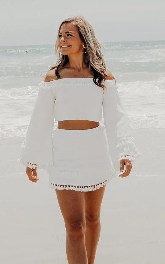 Boutique White Tassel Two Piece Set - Image 2