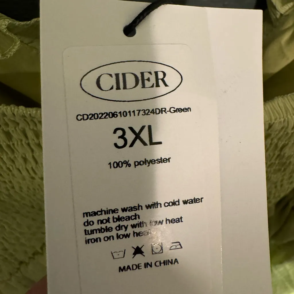 Cider Womens Plus Size Green Dress 3XL Ruffle V-Neck Smocked Spaghetti Strap - Image 6