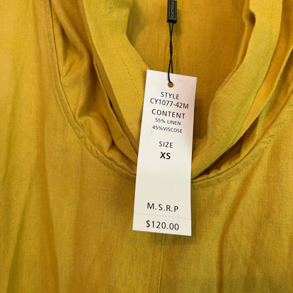 For Cynthia Chartreuse Cowl Neck High Low Linen Blend Dress Size XS - Image 9