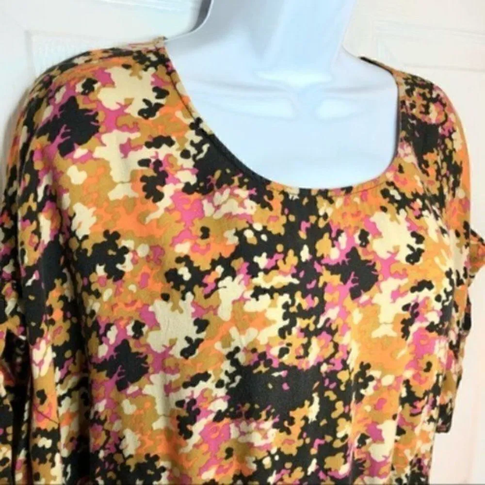 Fossil Abstract Colorful Romper Shorts Orange Tan Pink S - Image 6