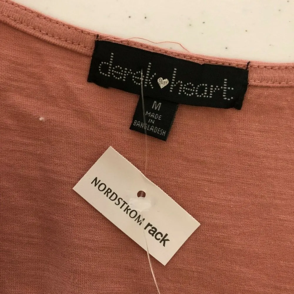 Derek Heart Womens Top Crochet Ruffle Pleated Blush Pink Size M - Image 3