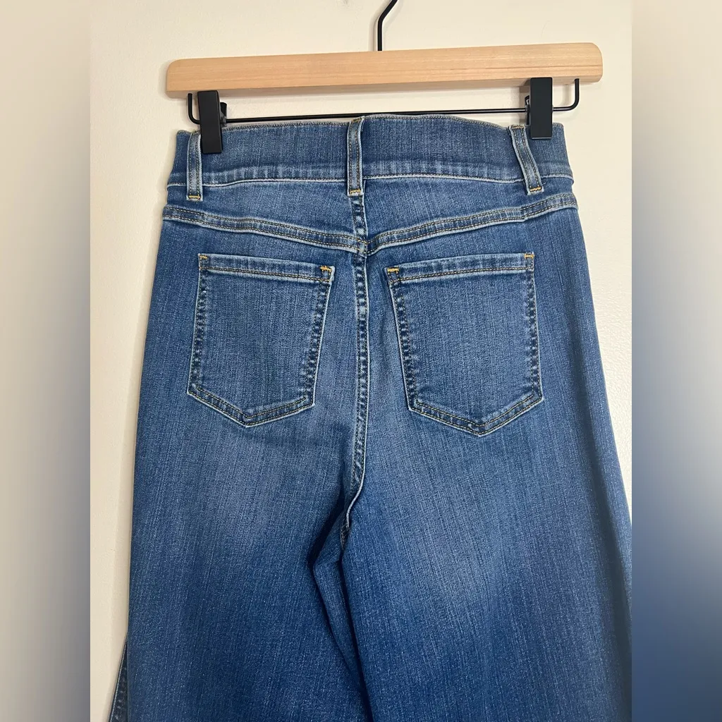 Spanx Wide Leg Seamed Front Jeans XS Dark‎ Wash High Rise Stretch Denim - Image 7