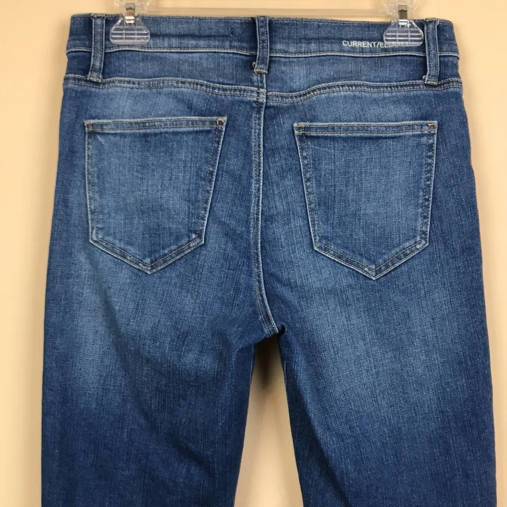 Women’s Distressed Knee Medium Wash Straight Leg Denim Jeans - Image 8