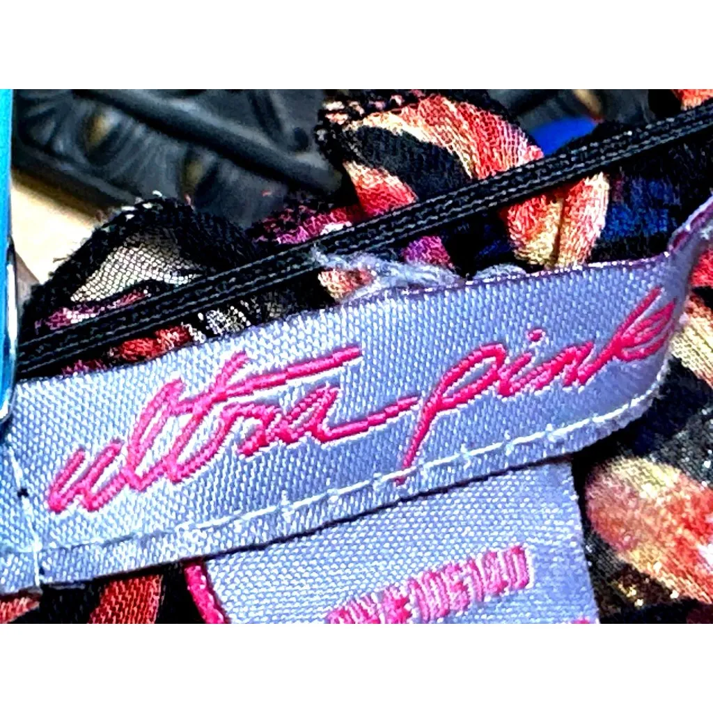 Ultra Pink Medium Sheer Flutter Sleeve Blouse Red Orange Abstract Dot Print Top - Image 7