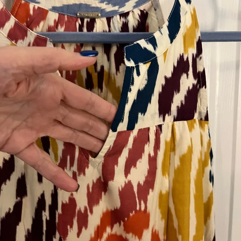 T TAHARI M Multicolor Sleeveless Maxi Dress Abstract Tiered Halter - Image 4