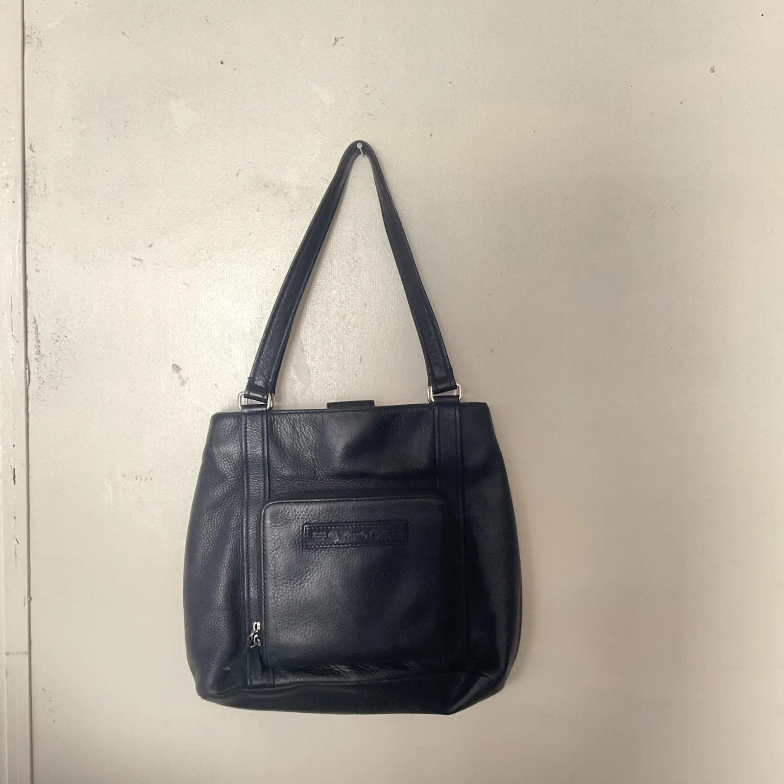 Fossil Genuine Leather Black Tote Shoulder Bag Vintage Y2K Classic Carryall Bag - Image 11