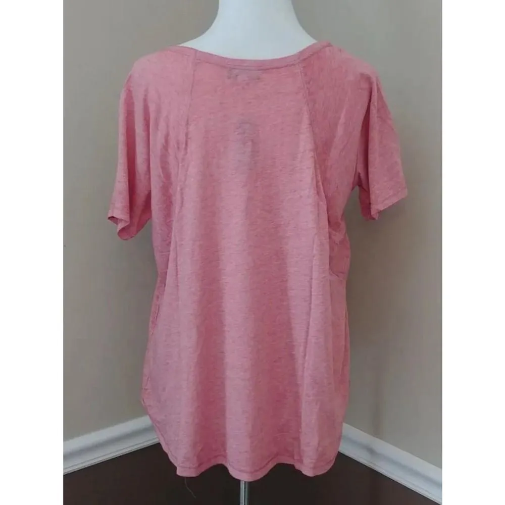 NEW Allison Brittney Short Sleeve Peach Pink Oversized Burnout Tee Womens Small - Image 5