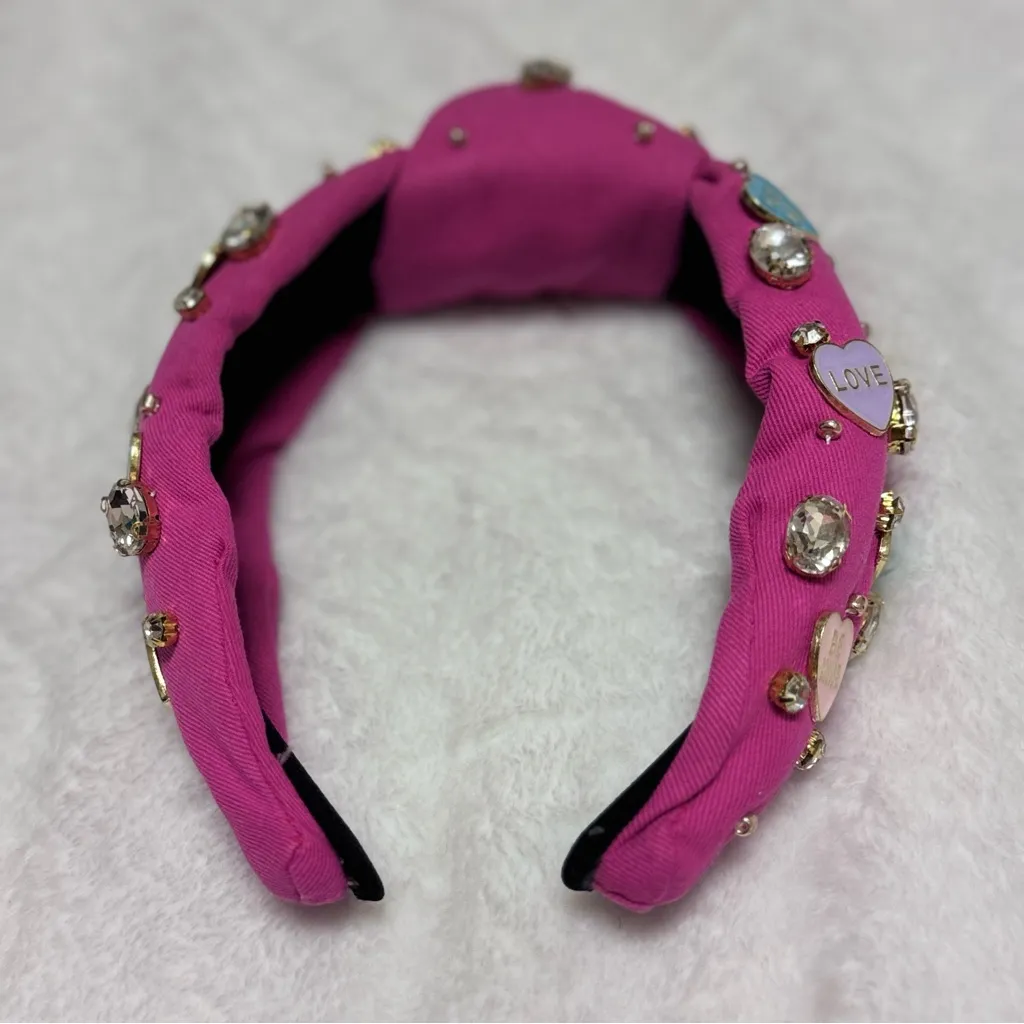 *NWT* hot pink “lovers” rhinestone headband - Image 3