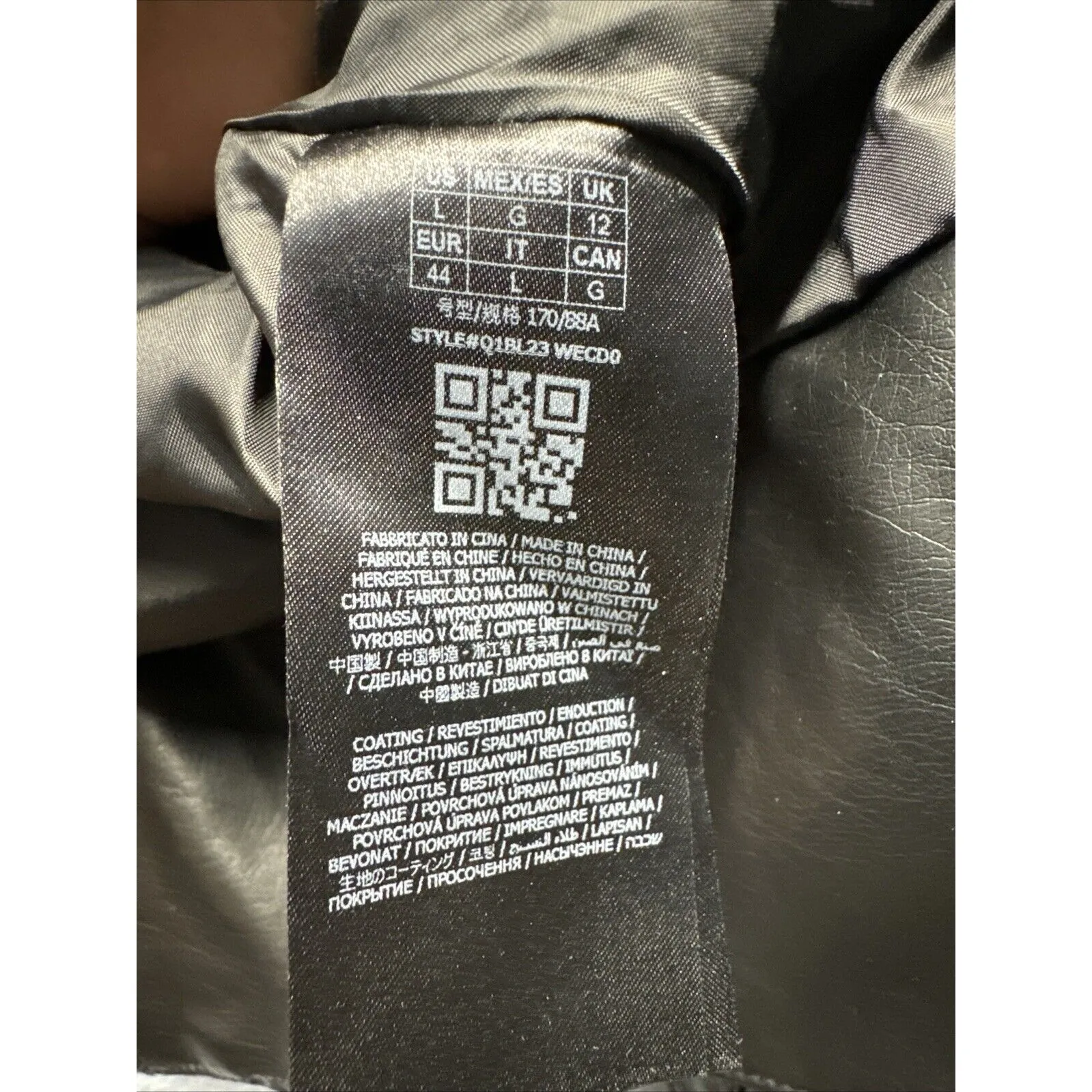 NEW Guess Women's Size Large Biker Jacket Black Faux Leather Zip Long Sleeve - Image 13