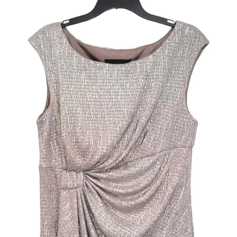 Connected Apparel Shimmer Midi Sleeveless Faux Wrap semi formal Dress Size 6 - Image 4
