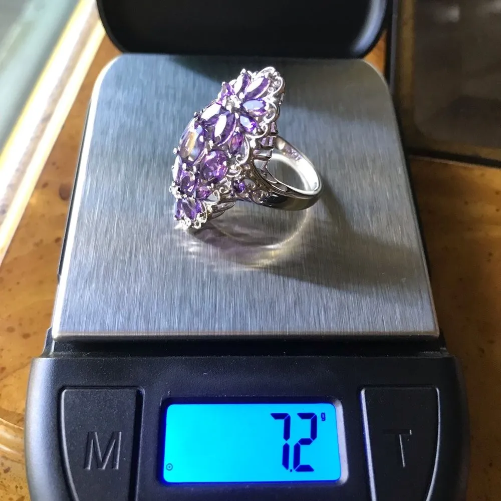 Natural African Amethyst Sterling Silver Ring Size 6 Purple - Image 8
