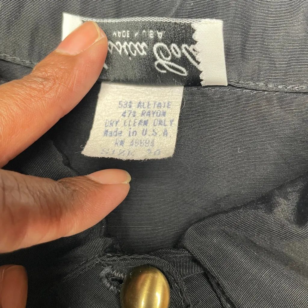 Vintage Jessica Cole Black Shirt Dress Gold Tassel Buttons Acetate Rayon Size 20 - Image 7