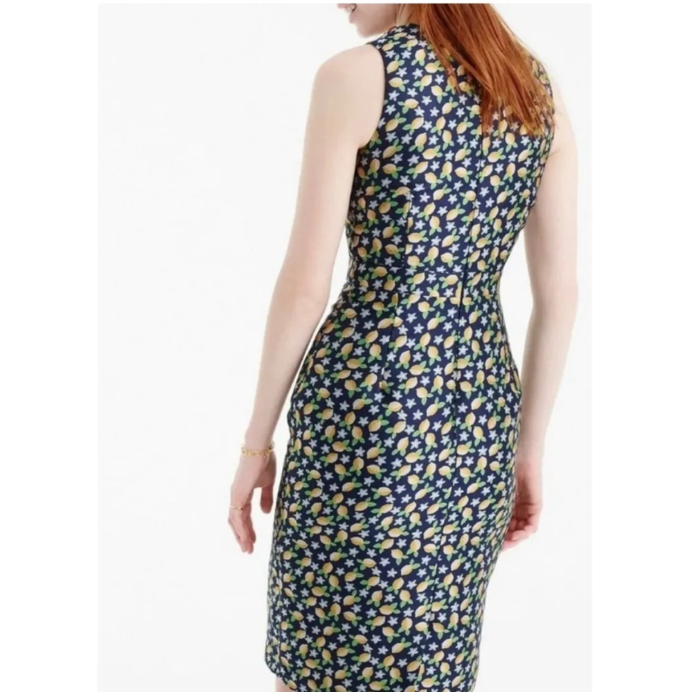 J Crew Sheath Jacquard Lemon Dress size 2 - Image 2