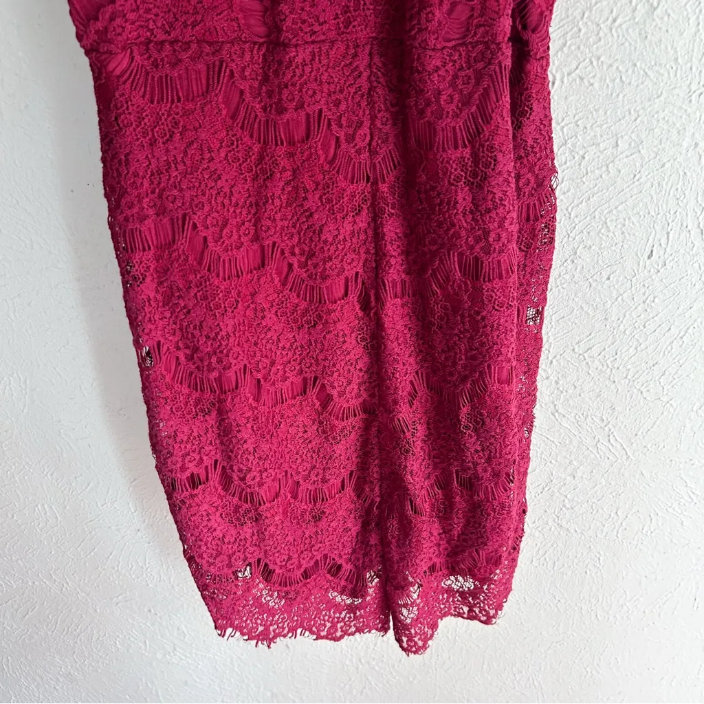 Free People She's Got It Eyelash Lace Dress Raspberry Sz Small - Image 5