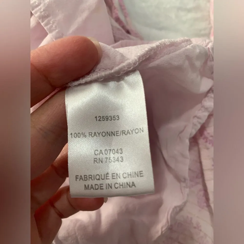 House of Harlow 1960 womens XS pink paisley smocked mini dress puff Ajay v neck - Image 12