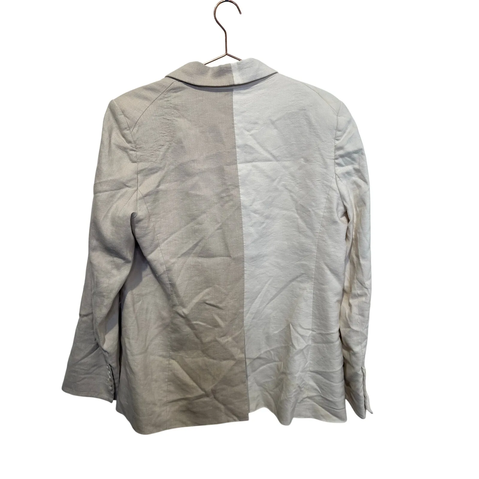 VERONICA BEARD Braeton Tan White Dickey Blazer Jacket Officewear Linen size 14 - Image 5