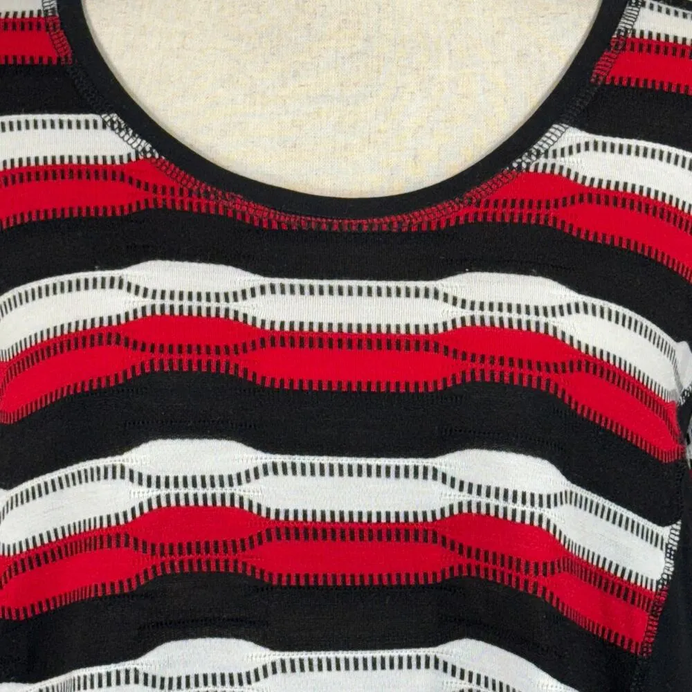 Allison Daley Plus 3X-Large Top Striped 3/4 Sleeve Round Neck Slits Stretch - Image 6