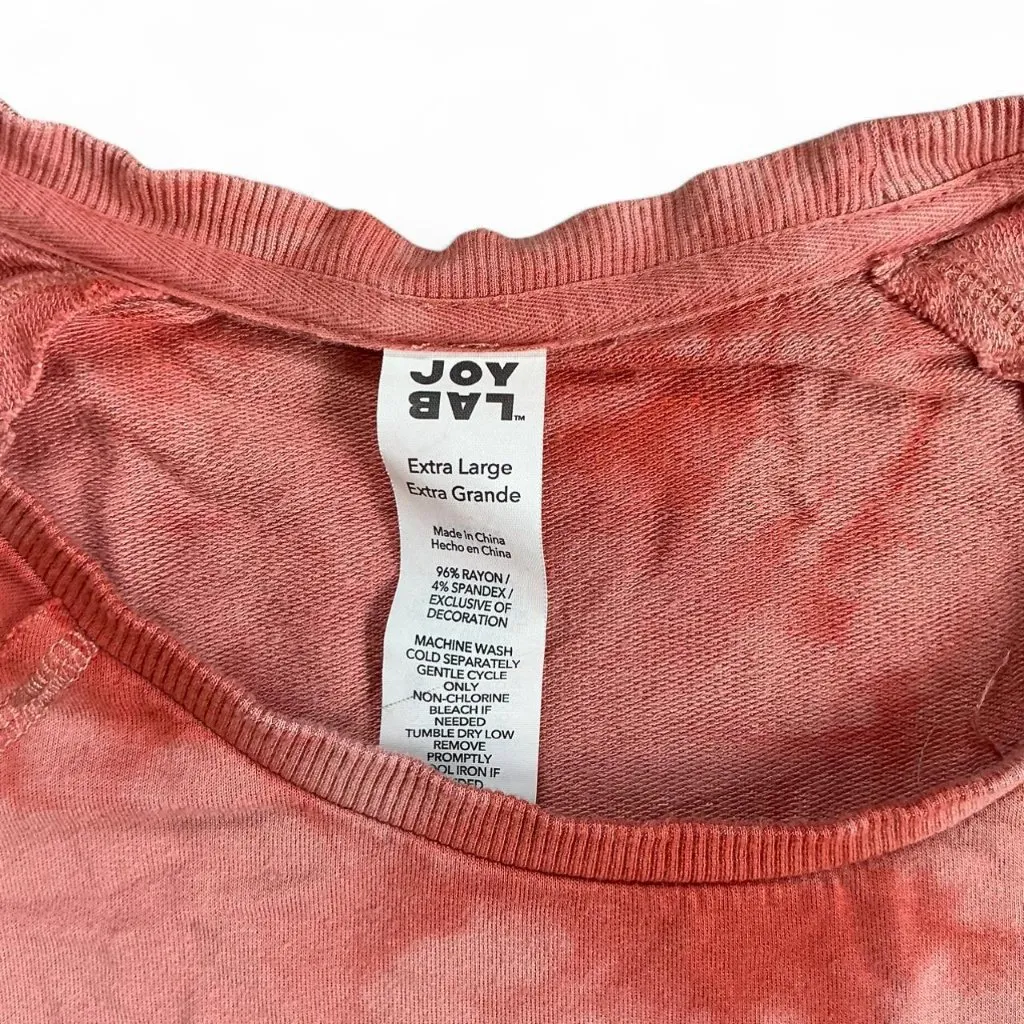 JoyLab Women's Soft Lightweight Sweatshirt Light Red Tie Dye Size XL - Image 3
