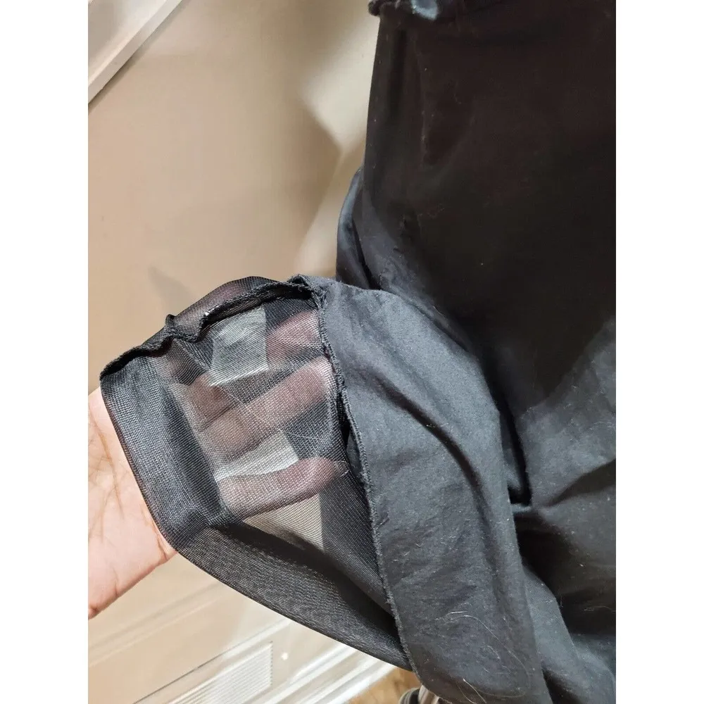 John Paul Richard Embroidered Black 100% Cotton Short Sleeve Top Blouse Size XL - Image 8