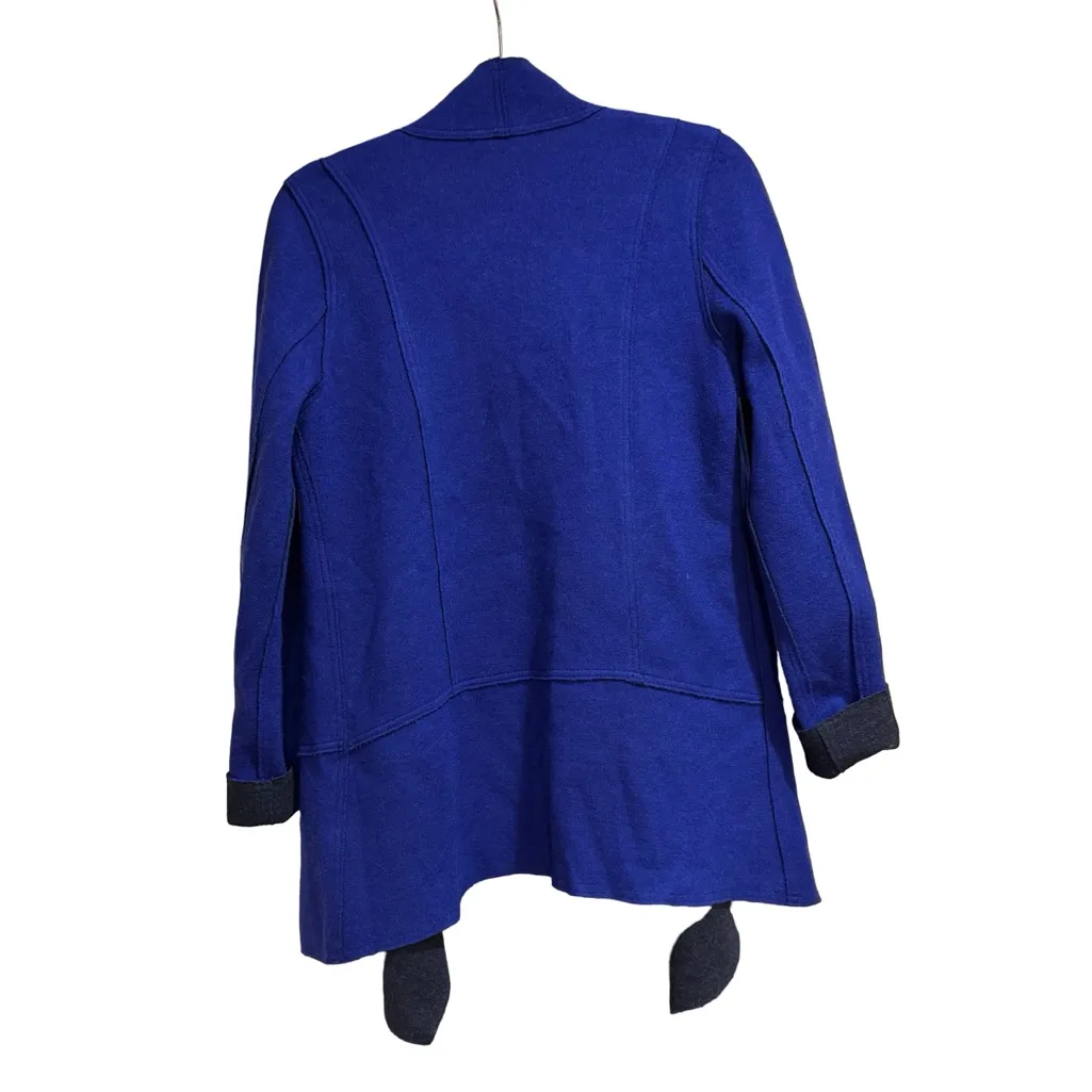 💙 Eileen Fisher Merino Wool Open-Front Cardigan Blue & Gray Women’s Smal - Image 13