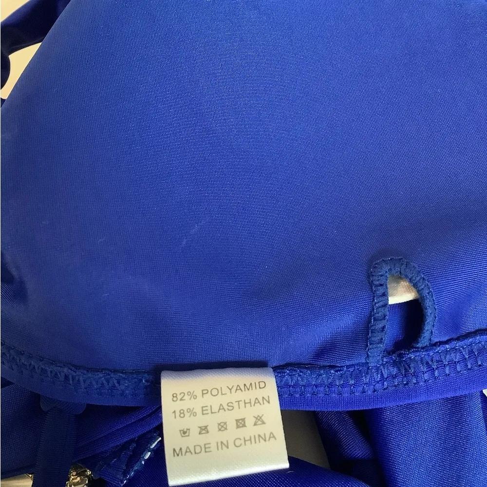 Blue Size Large Bedazzled Side Tie Padded Top & Matching Bottom Bikini Set. - Image 9