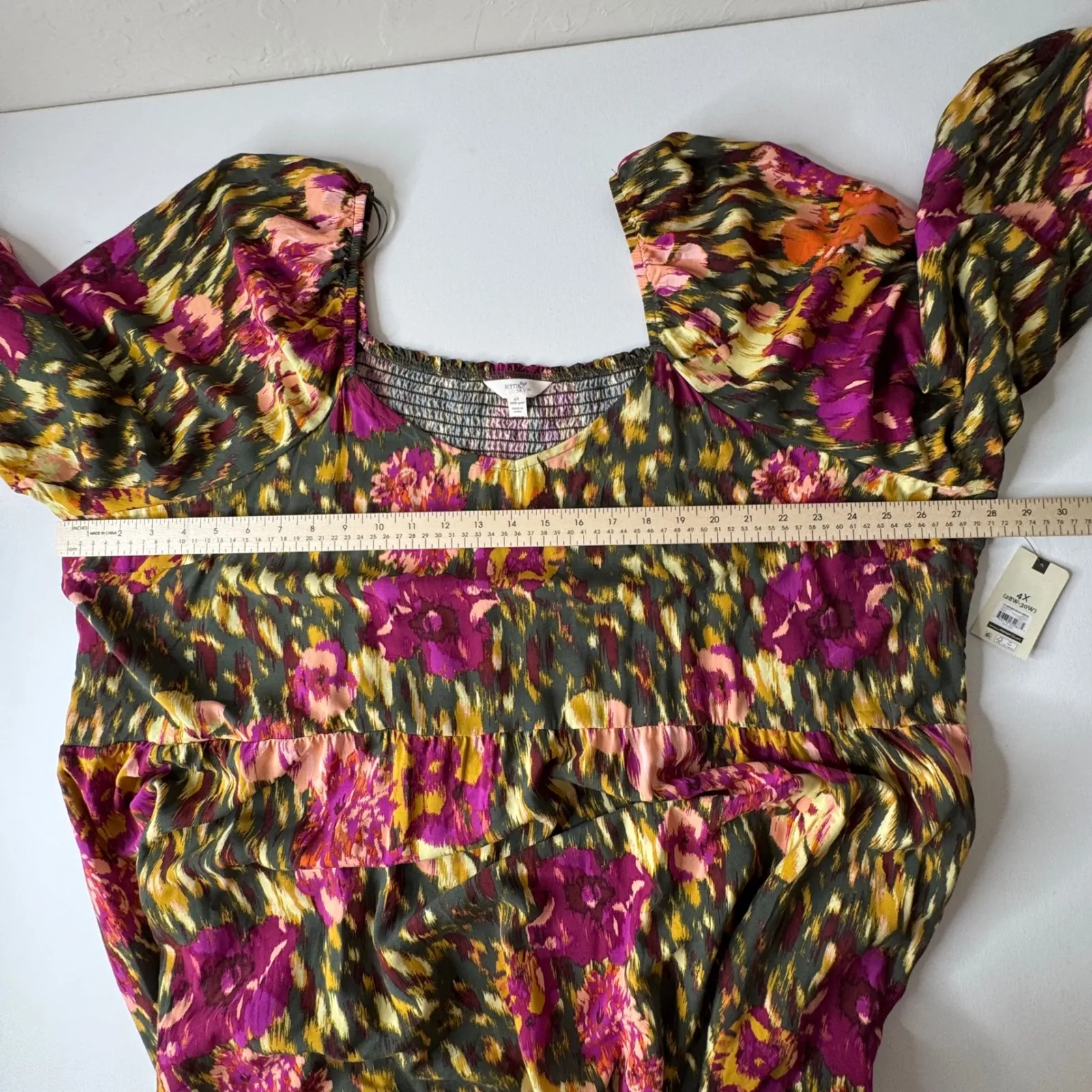 NWT Terra & Sky Sweetheart Neck Raglan Maxi Dress 4X Multi Floral Long Sleeve‎ - Image 11