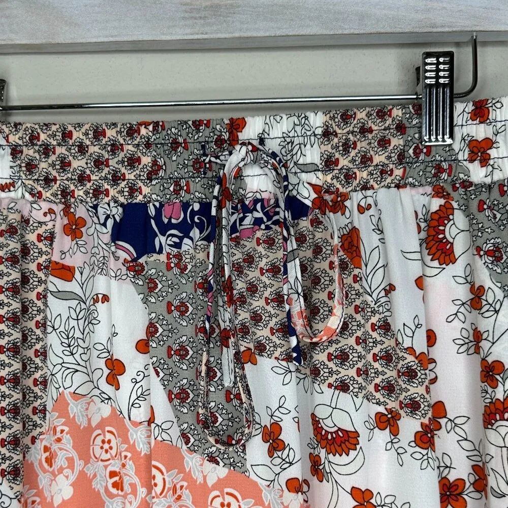 Womens Patchwork Blue White and Pink Tiered Maxi Skirt Size Small Boho Hippie - Image 2