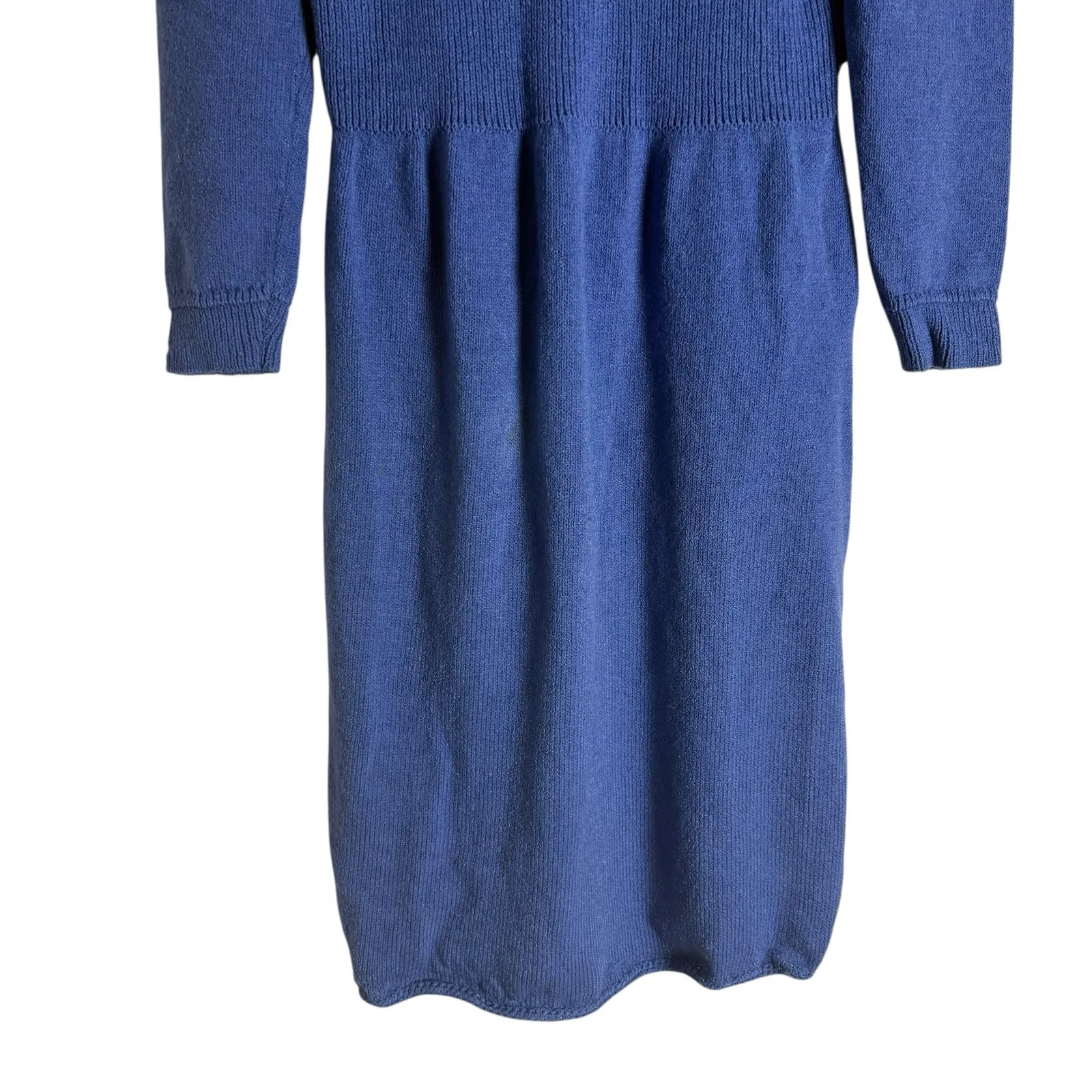 St. John Saks Fifth Avenue Vintage Blue Long Sleeve Henley Sweater Dress Small - Image 10