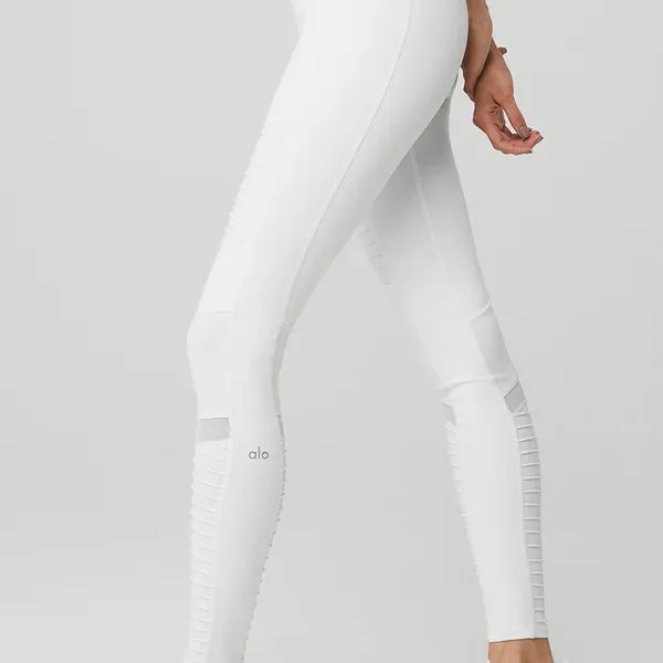 Alo Yoga Moto Leggings White - Image 2