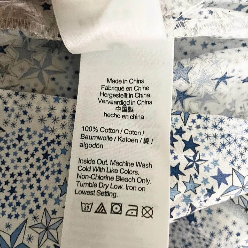 NEW J. Crew Liberty Fabric Scalloped Cotton Poplin Pintuck Blouse Adelajda Stars - Image 3