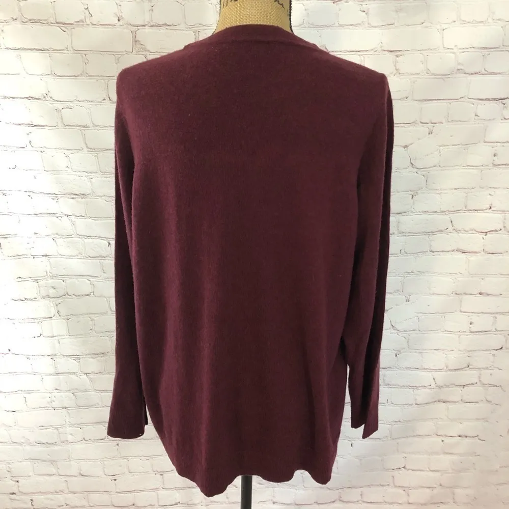 INC Embellished Keyhole Sweater in burgundy Red Size 1X - Image 3
