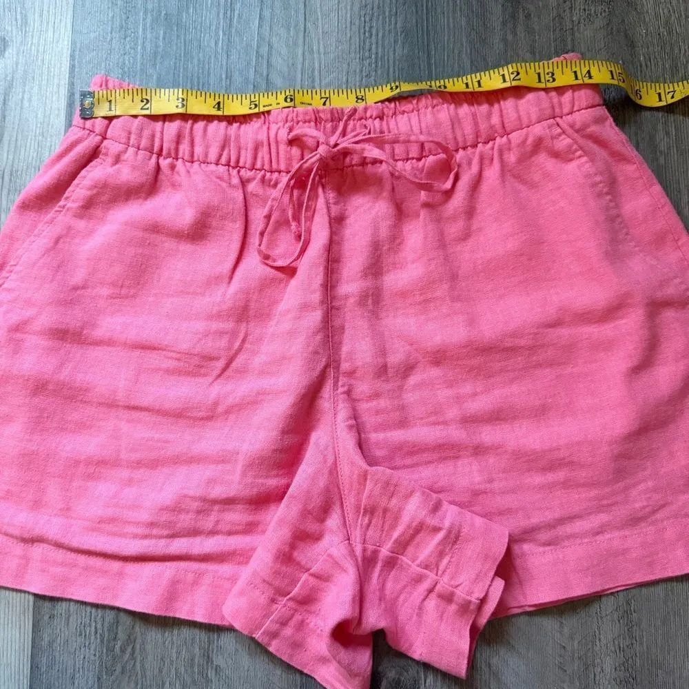 GAP High Rise Linen Shorts Bright Pink Comfy Weekend Small - Image 5