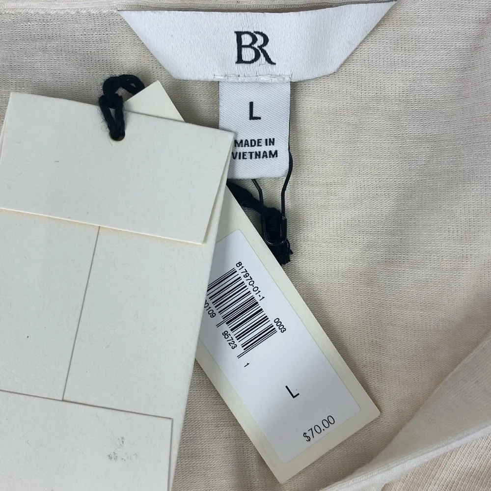 Banana Republic Cream Long Sleeve Polo Shirt NEW L - Image 3
