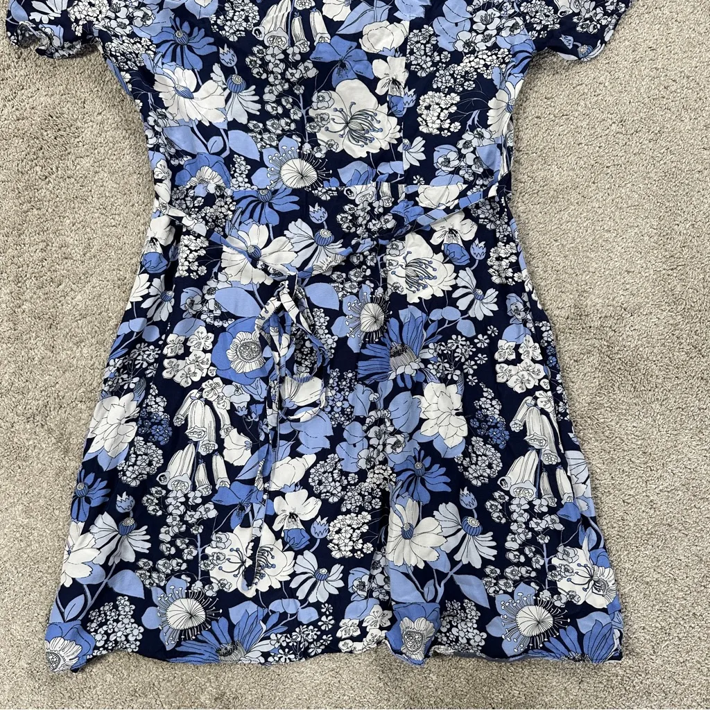 & Other Stories Women’s Tie Waist Mini Dress Shortsleeve in Floral Print Blue 10 - Image 10