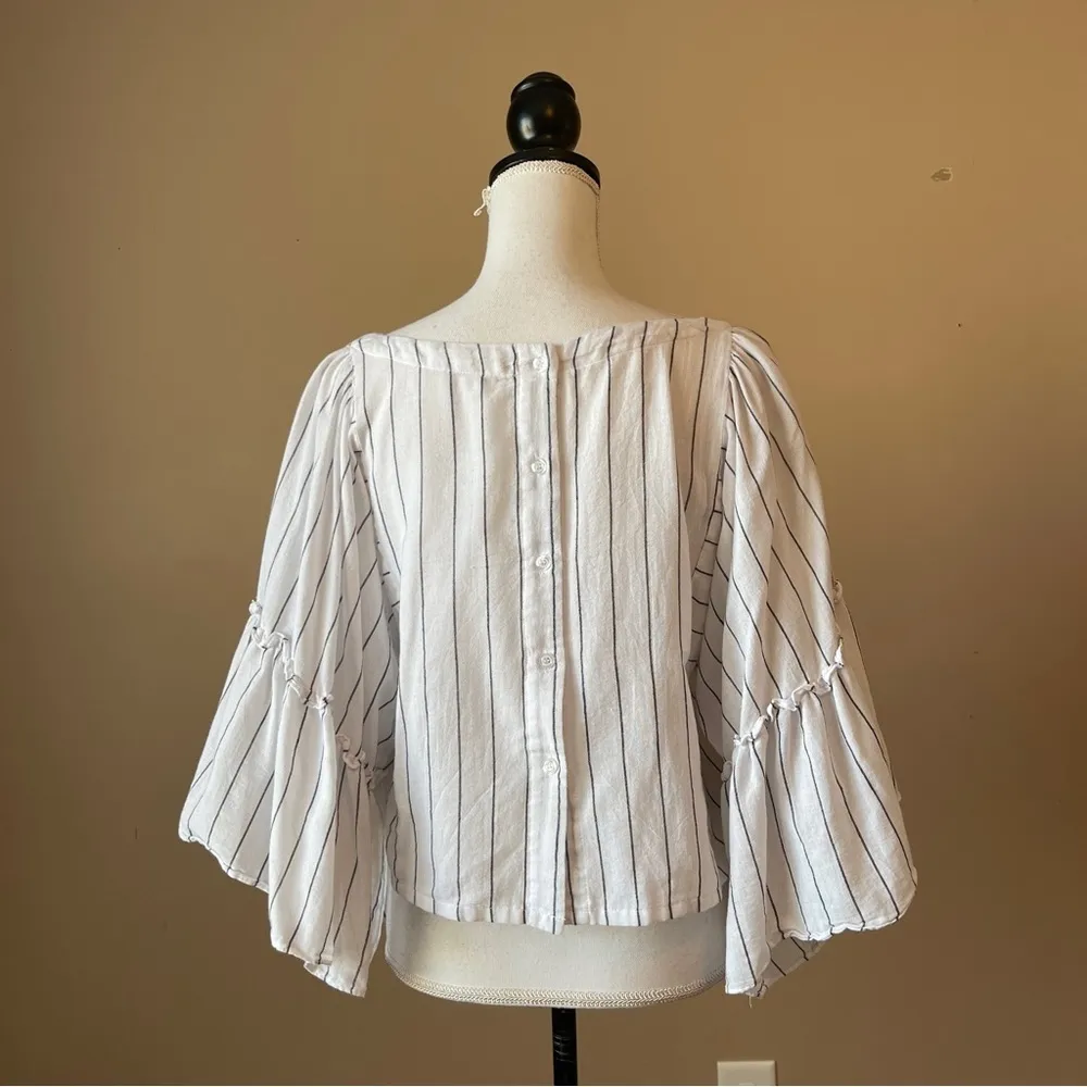 GRADE & GATHER | Striped Bell Sleeve Cropped Top Sz S - Image 7